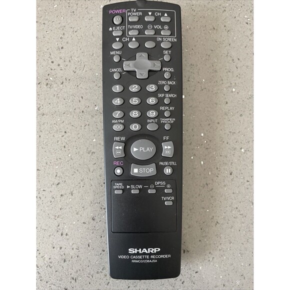 Sharp RRMCG1236AJSA Remote Control for VCA410U, VCA411U, VCH810, & VCH810U - Picture 1 of 7